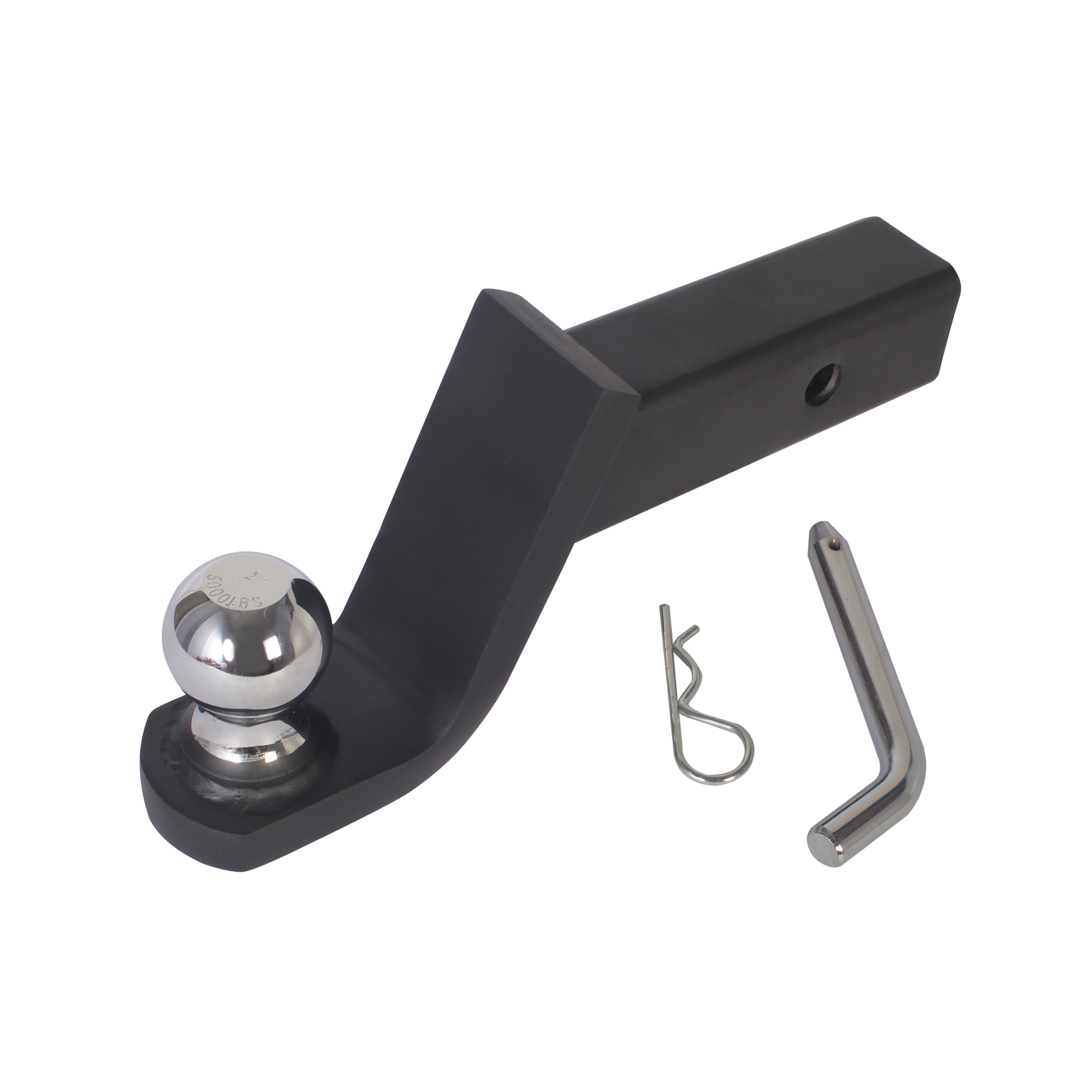 Trailer Valet Blackout Drop Hitch with 2 inch Ball – 6,000 lbs Capacity, 4 inch Drop, 2 inch Shank, High Strength Steel, Wrinkle Black Finish – Model BSDH0011